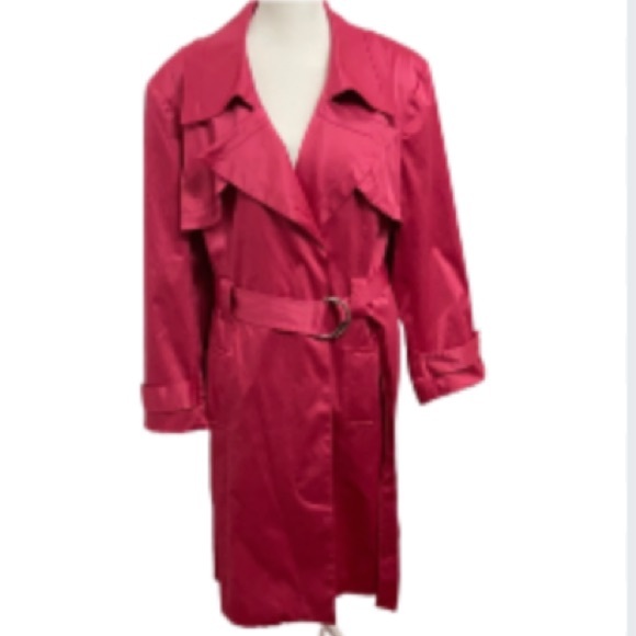 NY Collection Jackets & Blazers - EUC Vintage NY Collection Hot Pink Full Length Button Down Coat Size XL